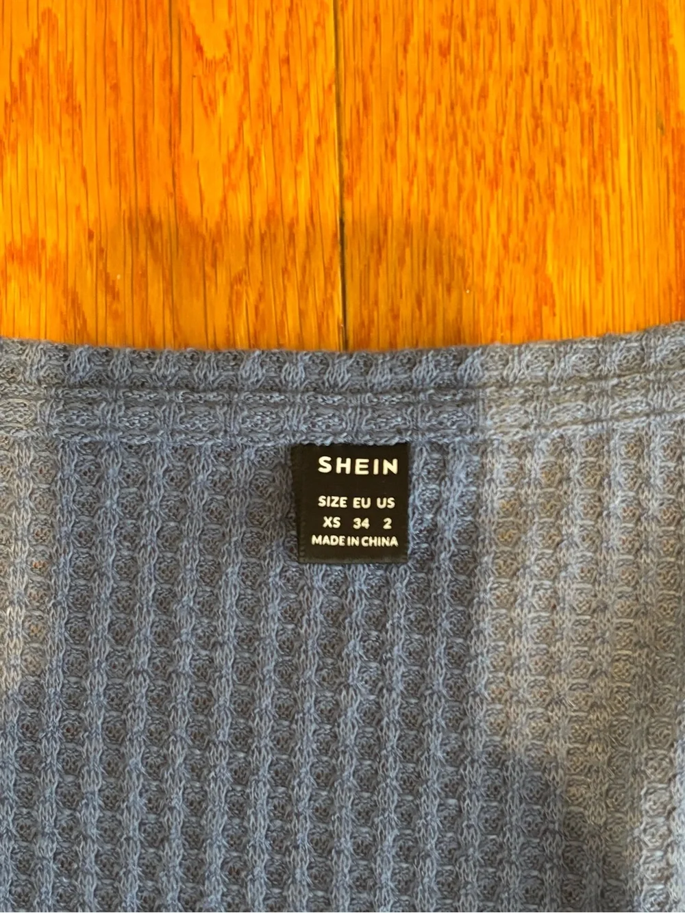 Long Sleeve Blue Waffle Knit Crop Top - Picture 6 of 6